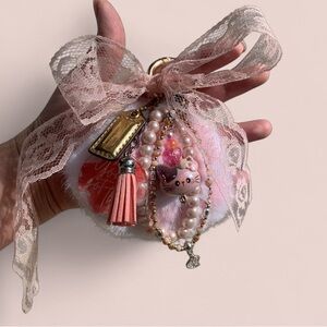 Coach Pink and Gold Charm Keychain